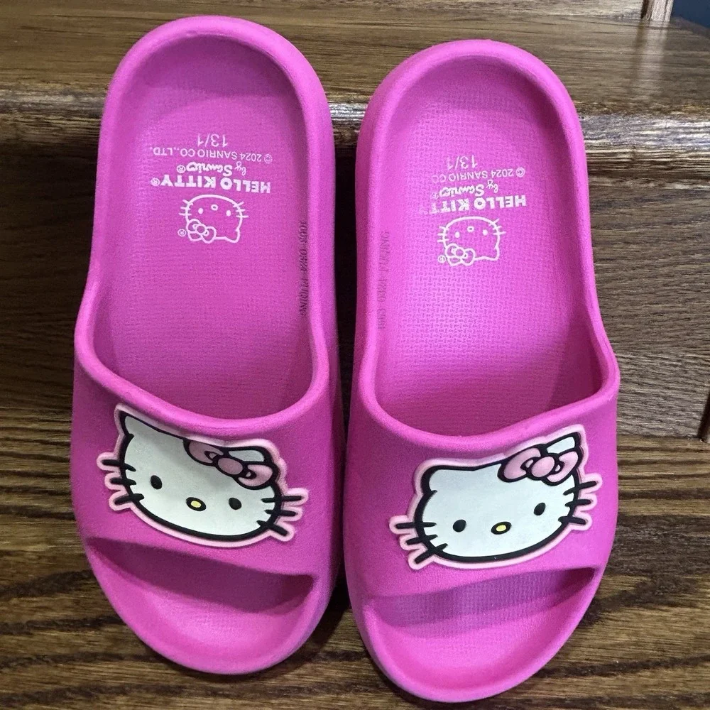 Hello Kitty Sanrio Youth Slide Sandals Pink 13/1 Kids Lightweight Comfort Slides